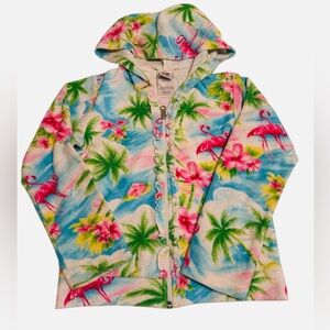 Girl Friends by Anita G toweling hoodie sz. 7 Tropical Flamingos